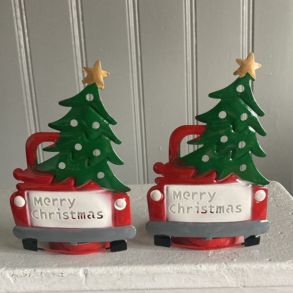 NWT Set of 2- Farm Truck Christmas Tree🎄 Merry Christmas Metal Candle🕯️Holders - Picture 14 of 14